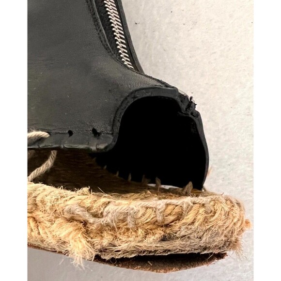 Celine Phoebe Philo Women's Espadrille 6.5 Black Leather Jute Zip Wedge Heel - Picture 6 of 13